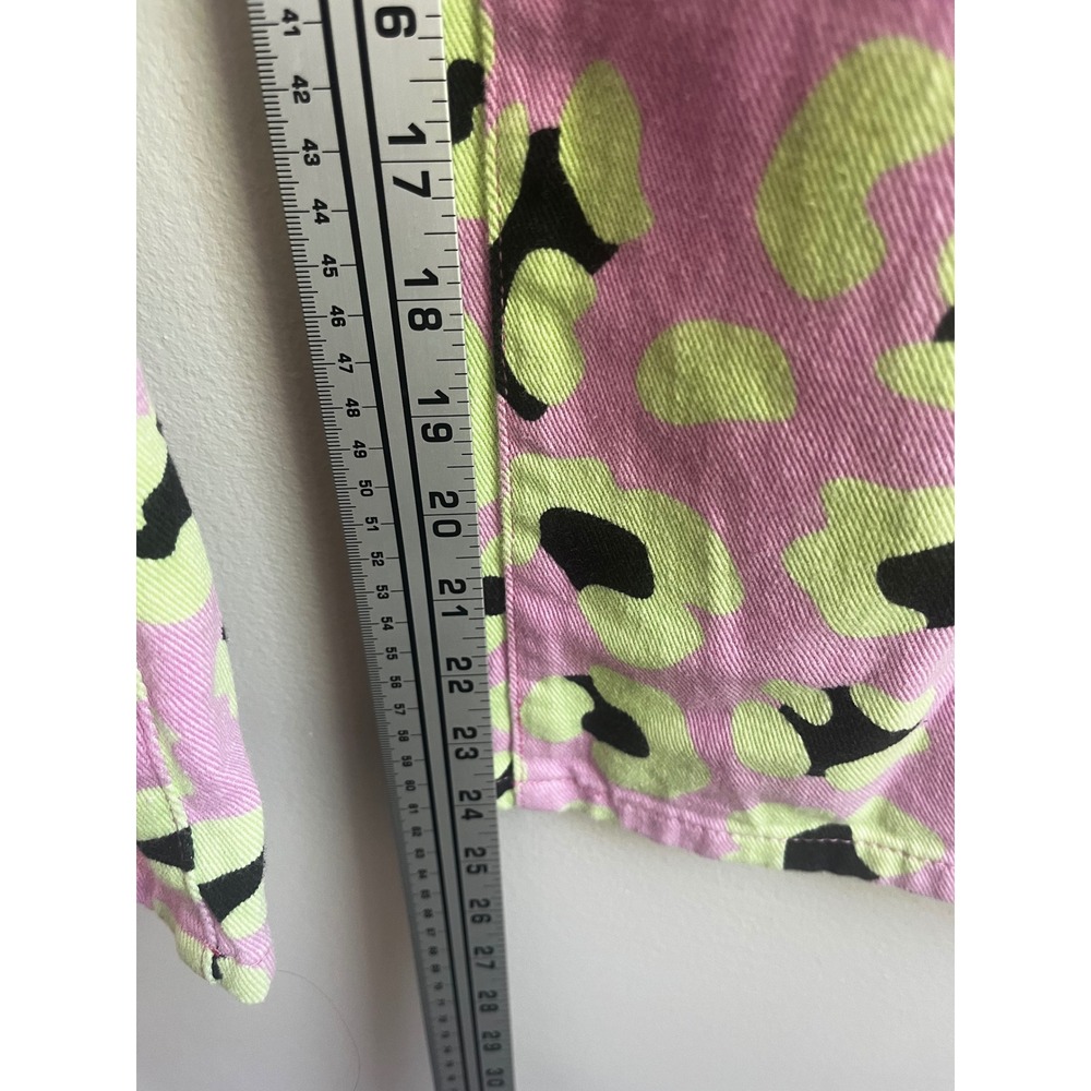 Hayley Elsaesser x TWIK Pink Green Leopard Print Wide Leg Jeans Size 27 Highrise - Picture 6 of 12